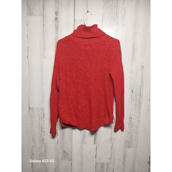 Gap Sweater Womens S Small Cable Knit Bright Red 100% Cotton  Turtleneck - Picture 4 of 6